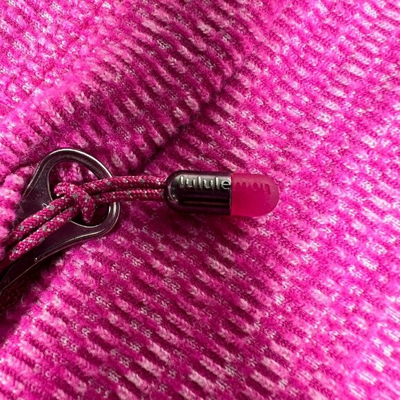 Lululemon Womens Pink Base Runner 1/2 Zip Mini Check Pique Raspberry Top Size 6 - Picture 10 of 15